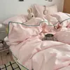 Conjunto de Roupa de Cama Catiônica de Algodão Puro Grau A para Mãe e Bebê com Quatro Peças com Cordão Embutido, Conjunto de Três Peças de Capa de Edredom e Lençol com Toque de Luxo 4