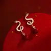 Aretes de Serpiente de Cinabrio para Mujer 2025 Nuevos Lujo Accesible Gama Alta Estilo Chino Retro Aretes Año Animal Aretes Rojos
