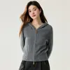 Suéter con capucha de cachemira de punto trenzado con viento suave para mujer, nuevo cárdigan de lana de ajuste delgado para otoño, estilo europeo y americano