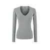 Camiseta de Manga Larga Ajustada con Cuello en V Cepillado Retro Pure Desire para Mujer Capa Interior de Otoño/Invierno Cintura Ajustada Capa Base Top Versátil Hot Girl