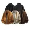 Chaqueta de terciopelo retro americana para hombre, nueva tendencia otoño e invierno, versátil, casual, corte holgado, cuello alto, ropa de trabajo, chaqueta coach