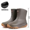 Botas de Lluvia Impermeables para Hombres y Mujeres, Tobillo Corto, Caña Baja, Cubrezapatos para Senderismo al Aire Libre, Antideslizantes, Resistentes al Olor, Cálidas, Botas de Goma, Estilo Pareja