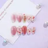 Arte de Uñas Primaveral con Diseño de Flor Ruborizada, Nuevo Estilo de Lujo, Puntas de Uñas Cortas Versátiles Ins de Nicho