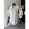 Nova coleção de outono: Suéter masculino pulôver texturizado estilo CityBoy japonês com design retrô inspirado em Hong Kong, apresentando um visual de duas peças falsas e gola Henley