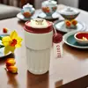 Taza de Café con Pantalla de Temperatura Inteligente 316 Acero Inoxidable Termo Taza para Niñas Linda Taza de Acompañamiento con Cuerda para Levantar Portátil Taza para Coche