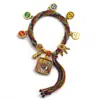 Pulseira do deus da riqueza de cinco vias estilo Xizang oito santos padroeiros cinco mestres Manjushri deus da riqueza amarelo thangka corda tecida à mão pulseira do ano desta vida