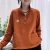 Moletom feminino DeRong tamanho plus size, com zíper parcial e gola alta, 270g, para mães de meia-idade e idosas, de manga comprida, que rejuvenesce, modelagem solta, top para outono e inverno