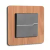 Cubierta protectora de interruptor, luz de enchufe, madera de grano estilo chino minimalista moderno, cubierta decorativa lavable para interruptor simple y doble