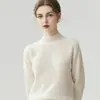 Novo Suéter de Gola Alta em Cashmere Espesso para Outono e Inverno, Malha de Base Listrada, Pulôver Emagrecedor