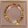Pulsera de Cristal Dorado Natural Piedra Lunar Cristal Pulsera de Ojo de Tigre que Traga Oro Hilo de la Fortuna para Novia Regalo