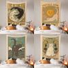 Popular Transfronteiriço Sol e Lua Gato Tarô Cartão Pano Pendurado Pano de Fundo Ins Decoração de Quarto Pano de Parede Tapeçaria de Gato Retrô
