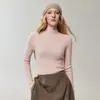 Chegada Nova Outono 2026 Gola Alta 100% Caxemira Pura Versátil Estilo OL para o Trabalho Camisa Básica Feminina Slim Fit