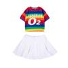 Disfraz de animadora para niños, disfraz de baile de jardín de infantes, traje de rayas de colores, pantalones, lindos juegos de clase