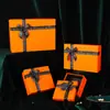 Em Estoque Caixa de Presente Laranja Tamanho Grande Tampa Superior e Inferior Caixa de Papel para Lenço Preta Presente de Aniversário Lembrancinhas de Festa Caixa de Presente