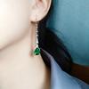 Pendientes de Zirconia de Lujo Bajo con Diamantes Completos Pendientes Europeos y Americanos de Esmeralda y Turmalina Gancho de Oreja Elegante Vintage con Borla de Esmeralda para Mujer