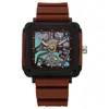 Reloj para Hombre Iridiscente Cuadrado Hueco de Moda Láser Fuente de Fábrica Comercio Exterior Casual de Gama Alta Reloj de Cuarzo de Silicona