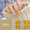 ZE16 refere-se a adesivos de unha estilo europeu e americano com grandes blocos de cor, estampas de leopardo, xadrez, estrelas, listras, e ornamentos para unhas.