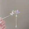 Grampo de Cabelo com Borla de Borboleta Estilo Antigo para Mulheres, Novo Grampo de Cabelo Estilo Chinês Hanfu, Acessório para Qipao, Ornamento de Cabelo Simples Super Delicado