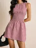 Vestido Mais Vendido da Amazon 2026: Vestido Clássico de Xadrez de Comprimento Médio com Cintura Elástica Franzida, Sem Mangas, Verão