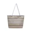 Bolso de Paja con Rayas de Arcoíris para Mujer, Bolso de Playa para Vacaciones, Bolso de Mano Tejido Casual de Verano, Bolso de Hombro