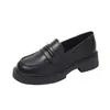 Zapatos de cuero para mujer de suela gruesa estilo británico, nuevos mocasines versátiles estilo universitario otoño 2026, zapatos planos versátiles sin cordones