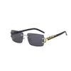 Gafas de sol de moda sin montura 2024 para hombre y mujer, personalidad de moda, patas de espejo de leopardo, gafas de sol, gafas transfronterizas, venta al por mayor