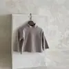 INS Otoño e Invierno Camiseta Básica Sencilla de Algodón para Bebé Unisex Color Sólido Cuello Semi-alto Manga Larga