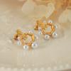 Pendientes de acero de titanio chapados en oro, estilo Hepburn, nicho, elegantes, delicados, diseño geométrico, incrustaciones de imitación de perla, pendientes de temperamento