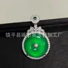 Colgante de Paisaje de Calcedonia Verde Natural Incrustada de Alta Calidad al por Mayor del Fabricante, Colgante de Jade Buda y Guanyin de Ágata Verde