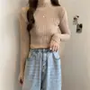 Suéter de cuello medio alto para mujer Camisa base interior Otoño e Invierno 2024 Estilo coreano Combinación perfecta Ajustado Manga larga Suéter Top para mujer