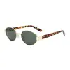 Gafas de sol 2025 Nuevas Estilo Hong Kong Europeas y Americanas para Mujer Montura Ovalada de Metal lisa Mismo Estilo Cara Cuadrada Sentido Avanzado Protección UV