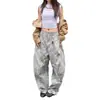Jeans Retro Americanos Lavados con Efecto Desgastado y Estampado de Leopardo para Mujer, Pantalones de Pierna Ancha Sueltos y Elegantes para Verano