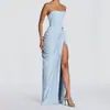 Otoño 2026 Nuevo Vestido de Noche Antideslizante Espina de Pescado Color Sólido Sexy sin Tirantes para Mujer Europeo y Americano Amazon