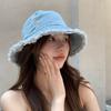 Sombrero Japonés de Primavera y Verano para Mujer Celebridad de Internet Denim con Agujeros Sombrero de Pescador Dulce Lindo Rostro Pequeño Sombrero Protector Solar Sombrero para el Sol