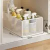 Estante de almacenamiento para debajo del fregadero, caja de almacenamiento de gabinete de baño de estilo abierto, cesta desplegable debajo del lavabo del baño, cesta divisoria de artículos