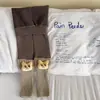 Leggings para niñas, calcetines gruesos con forro polar para niños de otoño e invierno, pantalones de nueve puntos con retazos, calcetines de felpa de dibujos animados, pantalones cálidos