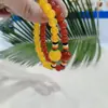 Pulsera de ágata artificial de cinco filas y calcedonia, pulsera multicolor versátil para hombres y mujeres