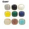 WT-R517 Anillo Abierto Cuadrilátero Vintage Clásico de Piedra Natural de Colores Chapado en Oro de 18k para Joyería de Hombres y Mujeres