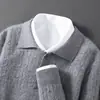 Nuevo suéter POLO 100% lana para otoño e invierno para hombre, simple y versátil, camiseta base de punto de cachemira holgada