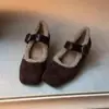 Versión de Piel de Oveja ~ Zapatos Mary Jane Retro, Suaves y Sencillos de Una Correa para Mujer con Plataforma Interna, Puntera Cuadrada, Zapatos Estilo Ballet con Forro de Felpa