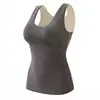 Chaleco térmico engrosado con almohadilla en el pecho para mujer De terciopelo sin costuras parche otoño e invierno forrado de forro polar parte inferior térmica superior ropa interior femenina