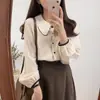 Camisa de Manga Larga Retro Estilo Universitario Coreano Estilo Hong Kong para Mujer 2026 Primavera y Otoño Nuevo Color Bloque Camisa en Capas
