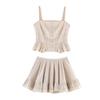 Ropa de Mujer de Exportación Transfronteriza 2025 Primavera y Verano Europeo y Americano Top a Cuadros Decorativo en Capas + Traje de Falda para Mujer E48809