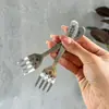 Aço Inoxidável 304 Colher Infantil Desenho Animado Louça de Bebê Rosto Sorridente Fofo Colher Pequena Garfo de Frutas Criativo Garfo de Sobremesa