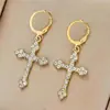 Pendiente Hebilla de Personalidad Clásica Cruzada Europea y Americana Pendiente Largo Colgante de Cruz de Moda para Mujer Pendientes de Gama Alta de Nicho Tendencia