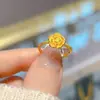Anillo de Rosa Chapado en Oro Real de Vietnam Flor Nueva Ajustable Comercio Electrónico Transmisión en Vivo Suministro de Fábrica Venta al por Mayor