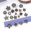 20 Estilos de Flor de Cerezo Negra con Goteo de Aceite Rosa Accesorios para Joyería DIY Aleación Collar Pulsera Colgante Llavero Transfronterizo