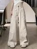 Estilo Americano Arroz Albaricoque Herramienta Jeans Mujer Primavera y Verano 2025 Nuevo Cintura Alta Holgado Dosificación Pierna Recta Pierna Ancha Pantalones Casuales