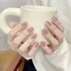 Uñas Vestibles Hechas a Mano Lazo Brillante Manicura Libro Rojo Producto Terminado Pegatinas de Uñas Removibles Uñas Postizas