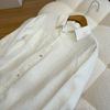 Camisa de Linho Branco de Manga Comprida para Mulheres Verão Novo Estilo Coreano Preguiçoso Elegante Solto Casual Proteção Solar Forro Jaqueta Cor Pura